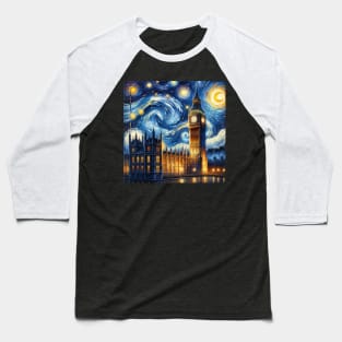 Big Ben Tower Starry Night - Beautiful Iconic Places Baseball T-Shirt